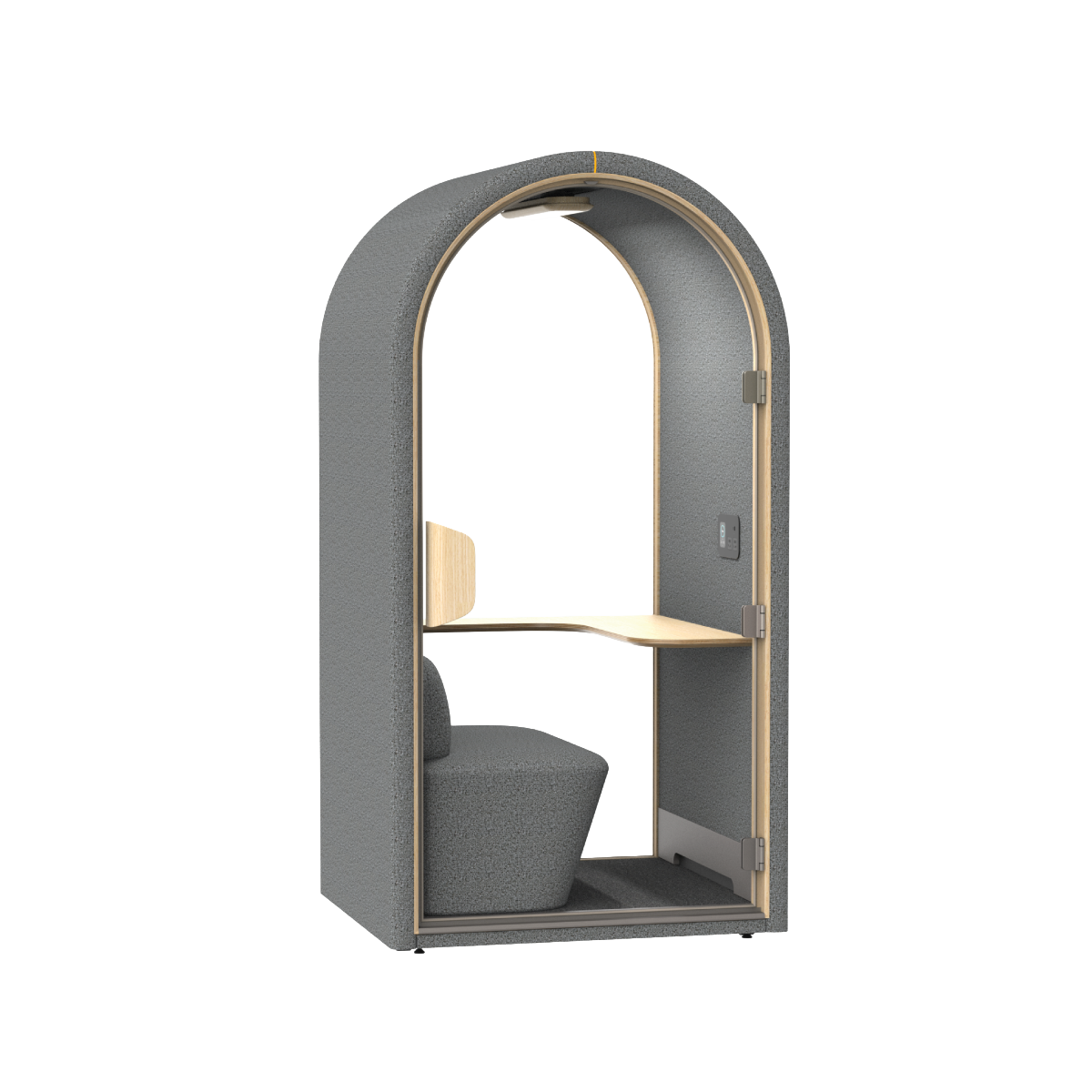 Sydney akoestische belcel in donkergrijs met modern design voor rustig bellen en online vergaderen op kantoor.