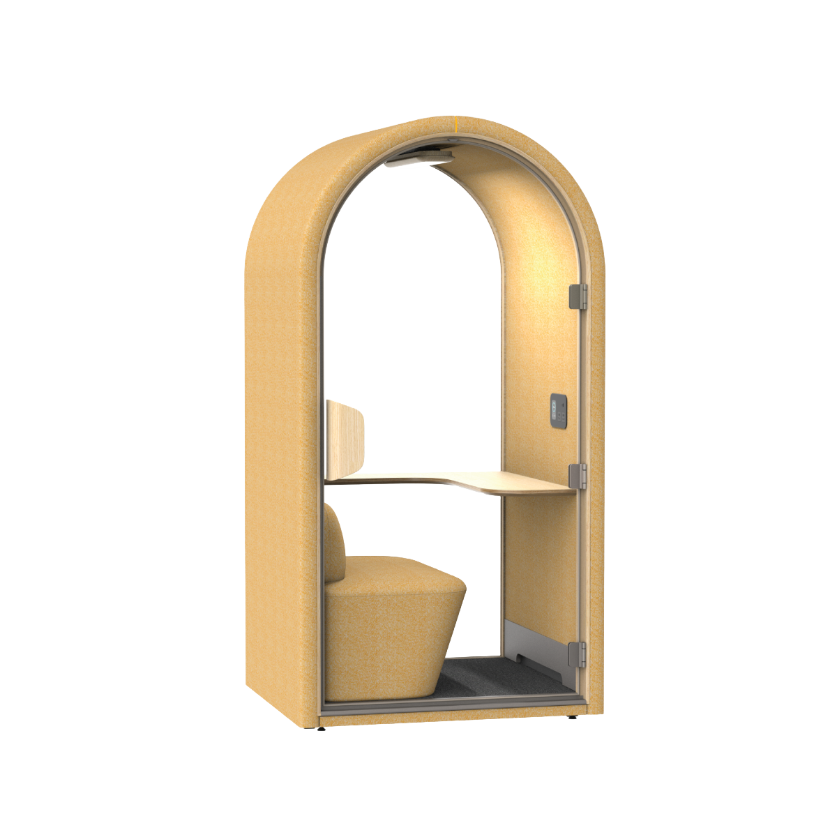 Sydney akoestische belcel in geel met modern design voor rustig bellen en online vergaderen op kantoor.