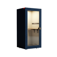 Oslo akoestische meetingbox in donkerblauw voor comfortabel vergaderen, samenwerken en brainstormen.
