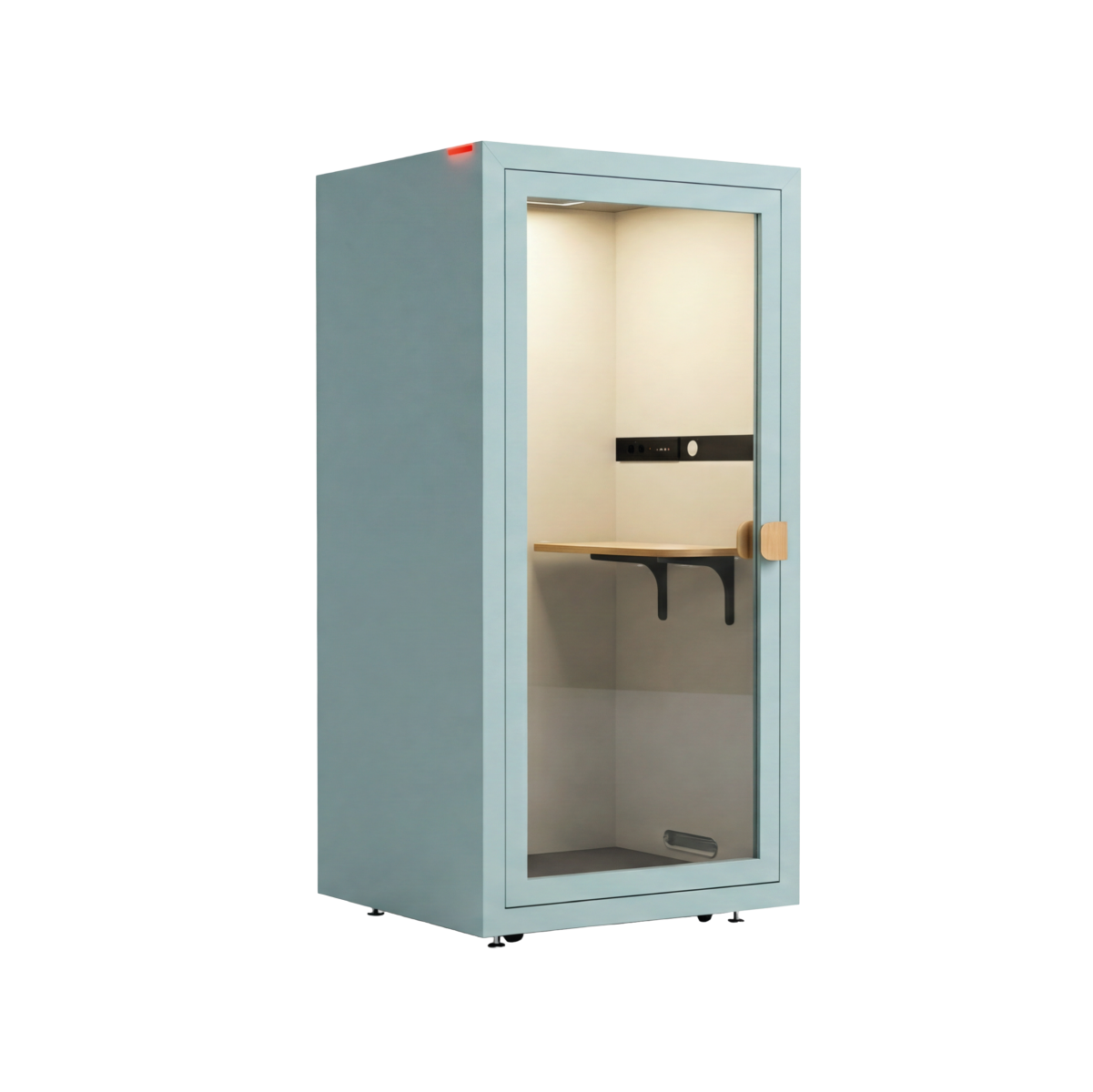 Oslo akoestische meetingbox in lichtblauw voor comfortabel vergaderen, samenwerken en brainstormen.