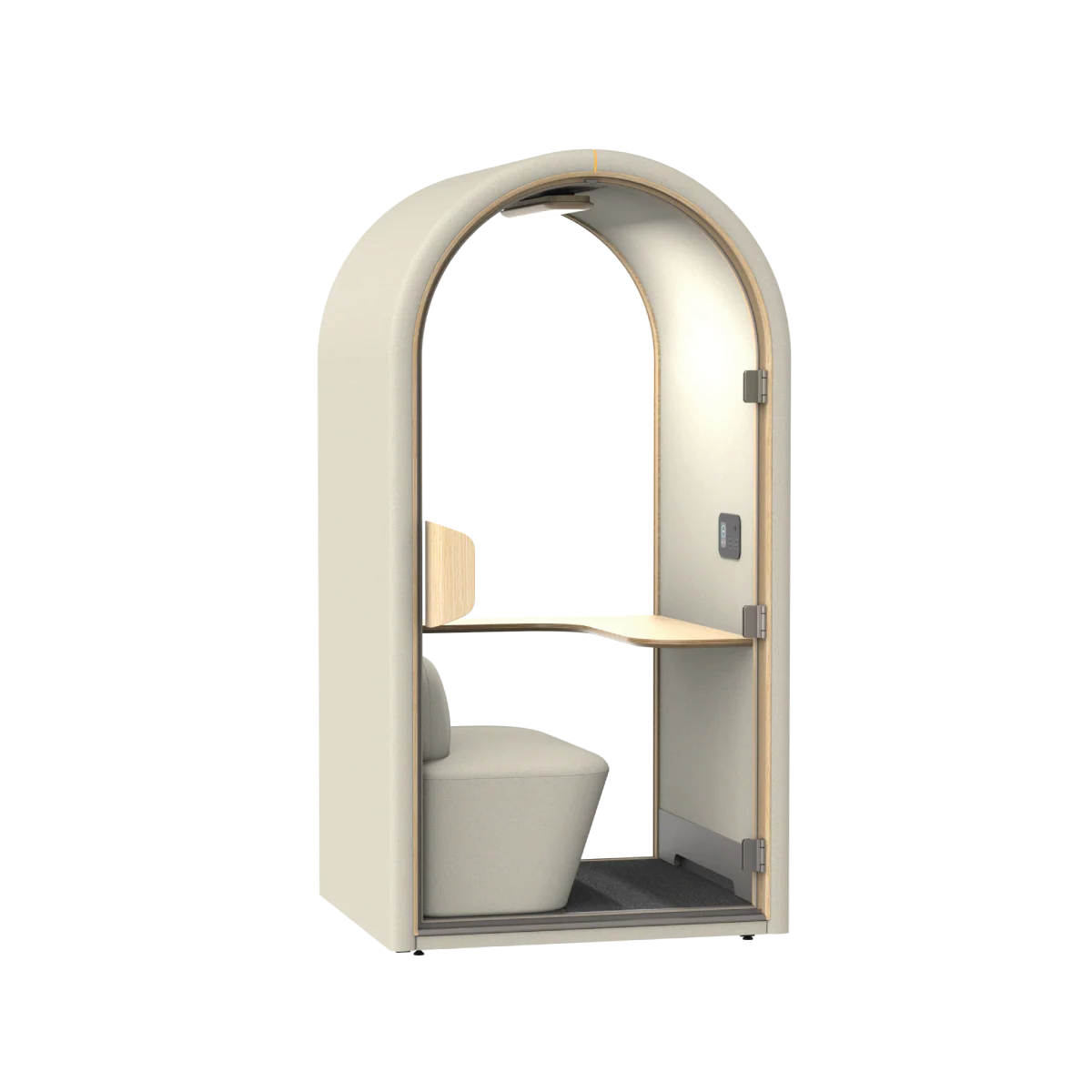Sydney akoestische belcel in beige met modern design voor rustig bellen en online vergaderen op kantoor.