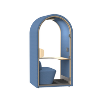 Sydney akoestische belcel in donkerblauw met modern design voor rustig bellen en online vergaderen op kantoor.