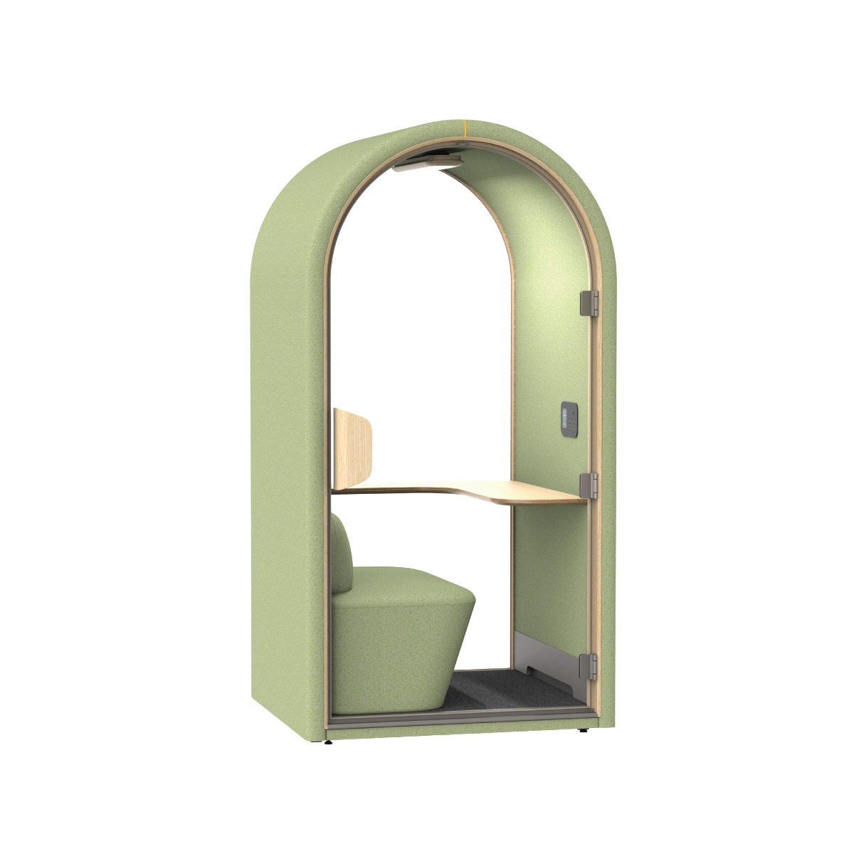 Sydney akoestische belcel in groen met modern design voor rustig bellen en online vergaderen op kantoor.