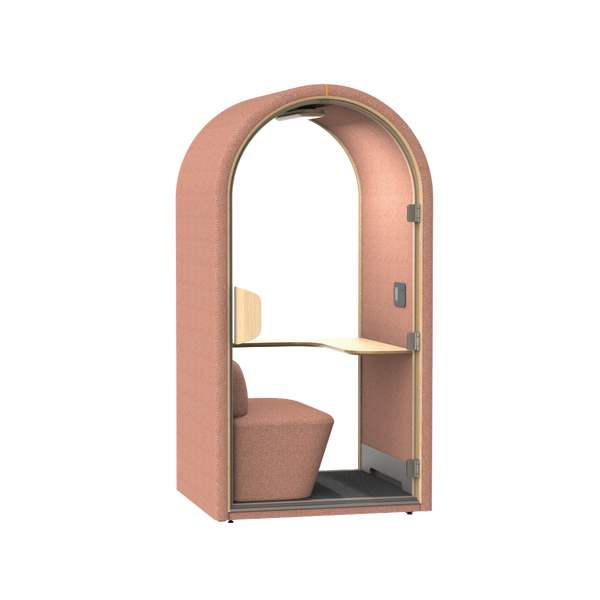 Sydney akoestische belcel in roze met modern design voor rustig bellen en online vergaderen op kantoor.