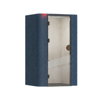 Tokyo akoestische vergaderbox in donkerblauw met ruim interieur voor efficiënte vergaderingen en hybride meetings.
